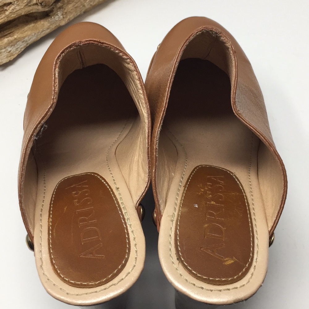 Mules Heels Slides Brown Leather Shoes Sz 6 6.5 - Picture 4 of 14